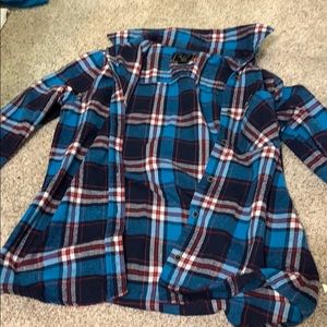 Plaid blue red and white flannel